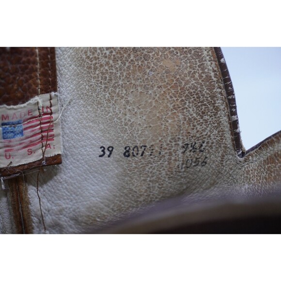 Vintage Olathe Boots Men Size 9.5 E Wide Tall Riding Brown Leather Western USA - Picture 8 of 10